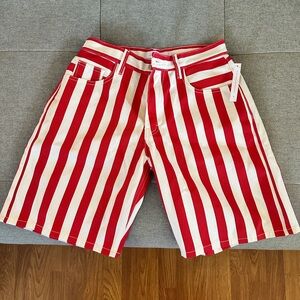 Lisa Says Gah Shiloh Red and Cream Striped Shorts Size 8